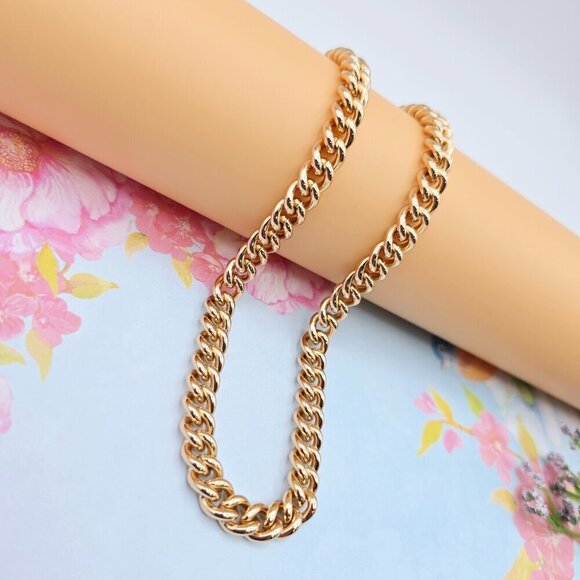 "Heavy Rose Gold Cuban Chain Necklace for Men & Women, 19.7 Inch, XPNL0083 - Picture 3 of 12